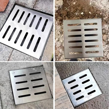 Outdoor Drain Grate, 304 Stainless Steel Square Drain Covers, Heavy Duty Wastewater Grate, Cover and Frame (20 x 20 x 2 cm)