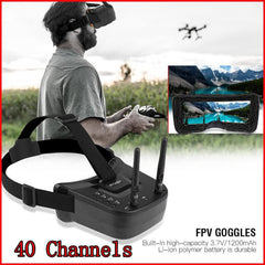 VGEBY FPV Goggles, 3 inch 480 * 320 Display 5.8G 40 Channels Mini FPV Goggles Built-in 3.7V 1200mAh Battery for FPV Drone Quadcopter