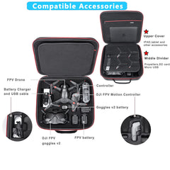 RLSOCO Carrying Case for DJI FPV Combo/Avata Pro - fits FPV/Avata accessories: drone body, FPV Goggles V2, remote control, motion controller, bracers, charger and 4 batteries (one in the drone body)