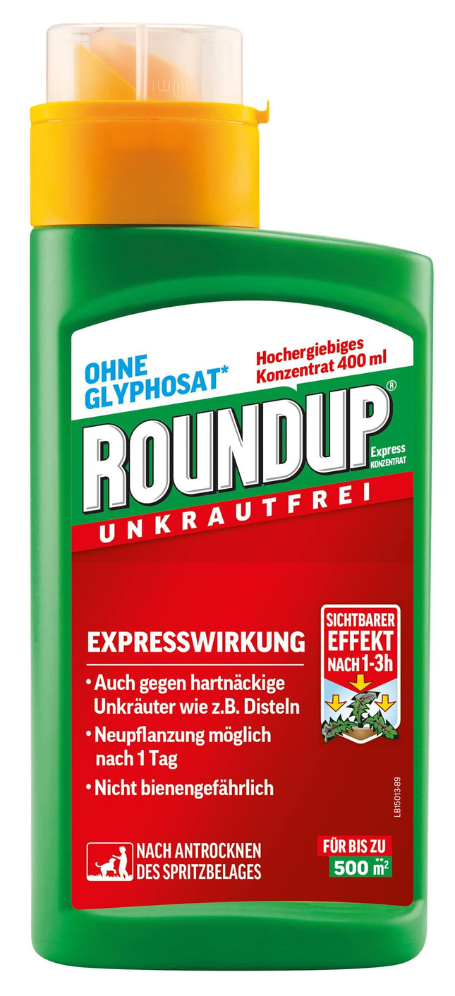 Roundup Express Concentrate Weed Killer, 400 ml, against weeds and grasses, without glyphosate, up to 500 m²
