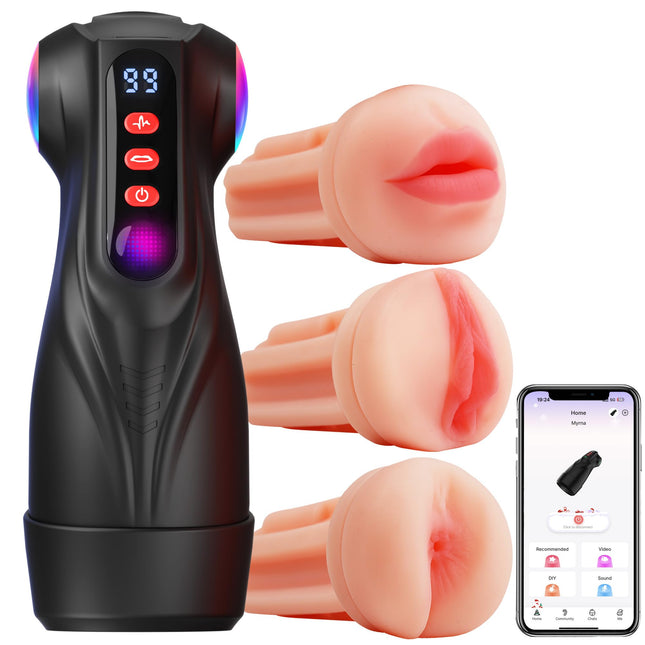 Tauara Masturbation for Men Masturbator, Sex Toy Sets 3 Liner Sex Toys for Men Vagina Blowjob Anal, APP Masturbators 9 Vibration and Suction Pocket Pussy Vibrator Sets for Men