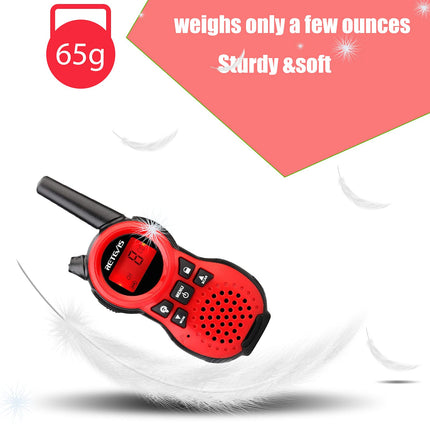 Retevis RT638 Walkie Talkie for Kids Ages 3-12, 16 Channels Flashlight VOX, Birthday Gift Toy for Children's Games, Hiking, Garden, Outdoors (Red, 1 Pair)