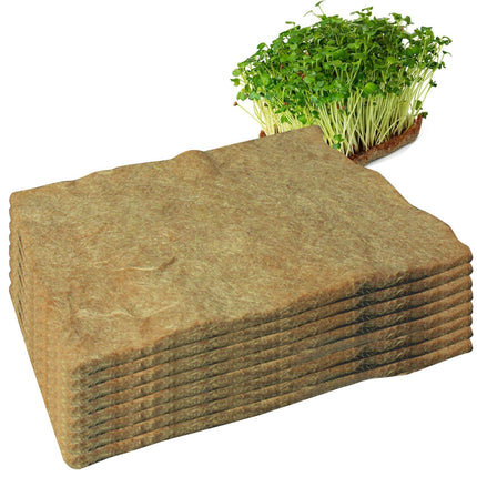 NASSMOSSE Micro Greens Planting Mat, 8 Hemp Mats for Growing Microgreens, 25.4 x 50.8 cm, Microgreens Grow Kit, Organic Seed Sprouting Growth Mat, Jute Mat, for Seed Starter Trays