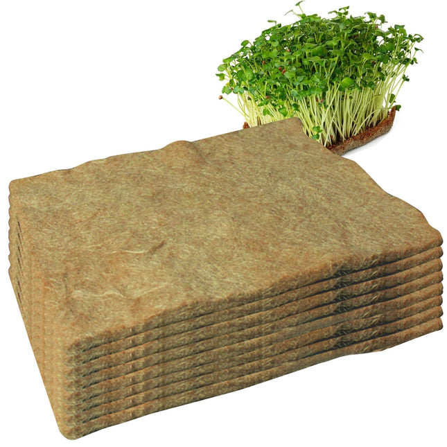 NASSMOSSE Micro Greens Planting Mat, 8 Hemp Mats for Growing Microgreens, 25.4 x 50.8 cm, Microgreens Grow Kit, Organic Seed Sprouting Growth Mat, Jute Mat, for Seed Starter Trays