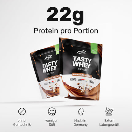 Whey Protein Powder [Nut Nougat] - High Protein Protein Powder Shake - Protein Powder Whey Protein Shake with 22g of Protein per Serving - Protein Shake with BCAA &amp; EAA (1000g) Wehle Sports®