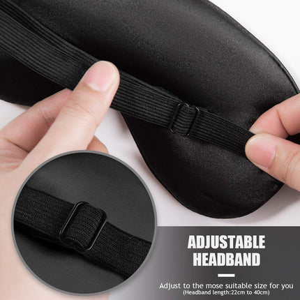 Audamp Sleep Mask Eye Mask Night Mask Adjustable Strap Skin-friendly Silk Ultra Soft Sleeping Mask 1 Piece (Black)