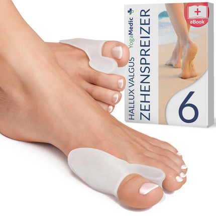 YogaMedic® Hallux Valgus Corrector for the Big Toe - 6 pieces - Support for hallux valgus and bunion correction - Hallux valgus brace in one size made of soft silicone - 0% BPA