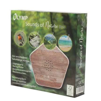Olymp Sounds of Nature Box | Natural sounds for relaxation &amp; tranquility | Sound box with birdsong, whispering brooks, mountain meadows, and the sound of the sea | Music box with motion sensor &amp; individual volume control
