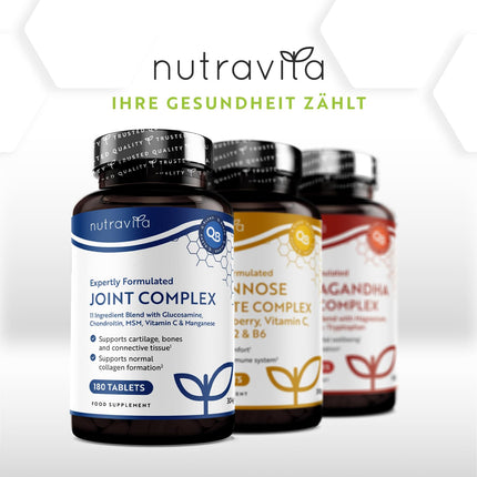 Glucosamine Chondroitin High Dose with Vitamin C + Vitamin D + Manganese + MSM Capsules High Dose - 180 Joint Capsules 6 Month Supply - Dietary Supplement for Men and Women - Nutravita