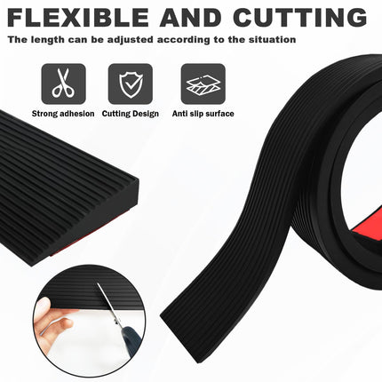 Door threshold ramp, 900 x 80 x (10-30) mm rubber ramp, black wheelchair ramp load 800 kg for wheelchairs, strollers, walkers or e-scooters (2.5 cm height)