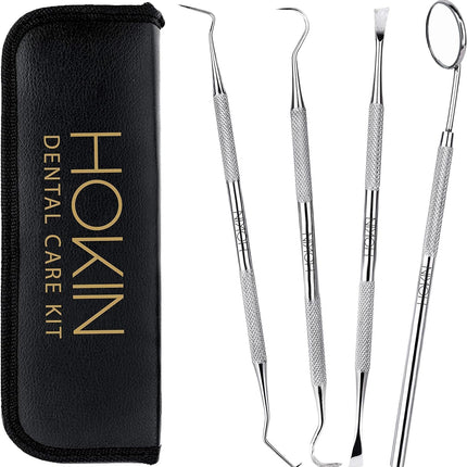 Dental care set of 4 premium teeth cleaning tartar remover dental probe mouth mirror scaler made of stainless steel