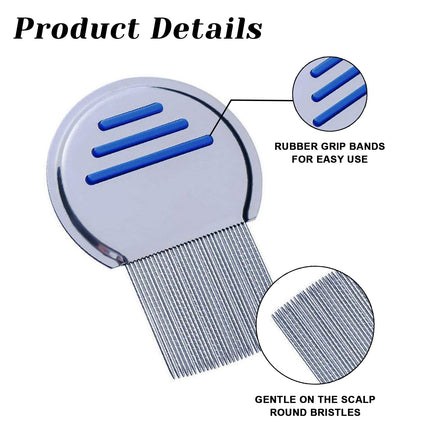 2 pieces metal lice comb, stainless steel extra fine lice comb, for removing lice and dandruff for all hair types, for babies, children, adults and pets