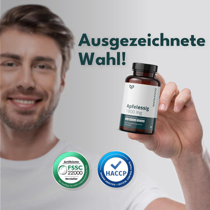 SOLVISAN - Apple Cider Vinegar Capsules - 1,800 mg per daily dose - 200 Capsules - Produced in Germany - Vegan, laboratory-tested, and without additives