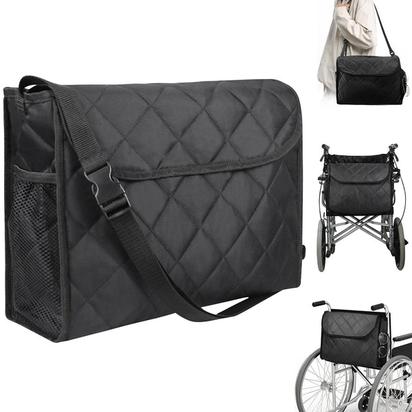 WPPQWP Wheelchair Bag Rear, Wheelchair Accessories, Waterproof Bag for Rollator, Universal Rollator Bag, 39 x 29 x 15 cm (Black)