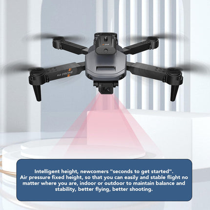 Foldable Quadcopter Drone, K6 FPV RC Quadcopter with 1080P 4K HD Dual Camera, 15 Minutes Flight Time, Intelligent Hovering and Obstacle Avoidance, 50x Zoom Wi-Fi Drone