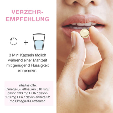 Premium Omega-3 Capsules – for Mom &amp; Baby – 293 mg DHA and 173 mg EPA – Before, During &amp; After Pregnancy – Safe &amp; Fresh Omega-3 – Easy to Take – 90 Mini Capsules