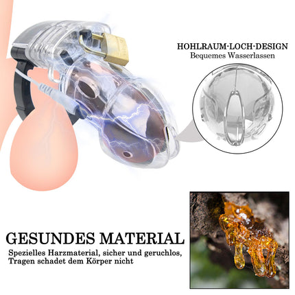 BDSMYEE Penis Cage with Electric Shock, Chastity Cage Male, Sex Toy for Men Extreme, Estim for Man, Chastity Cage Men Extreme Cock Cage Chastity Belt for Men (Transparent)