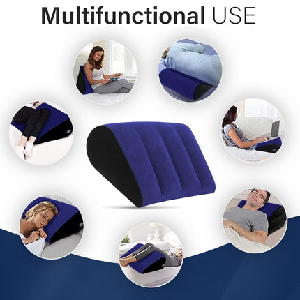 LuxoCare Inflatable Pillow Portable Wedge Pillow - Body Positioner, Lightweight Wedge Pillow for Sleeping, Leg Elevator, Use in Bed, Outdoor Foldable Side Sleeper Pillow