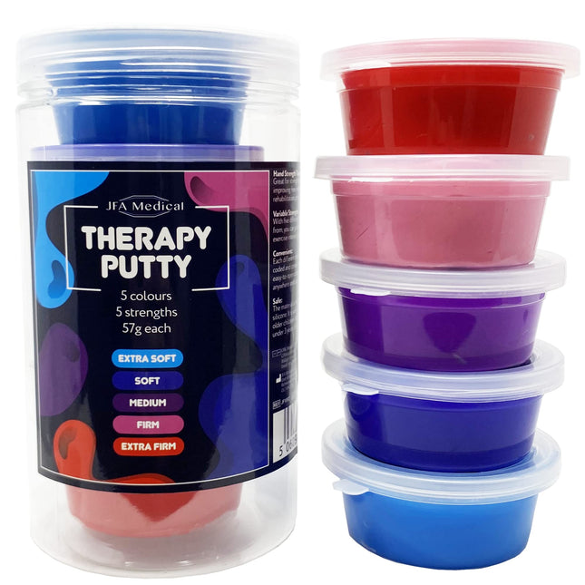JFA Medical Therapy Putty 57g, 5 different strengths, 5 alternative colors, Putty for hand training, Therapy Modeling Clay