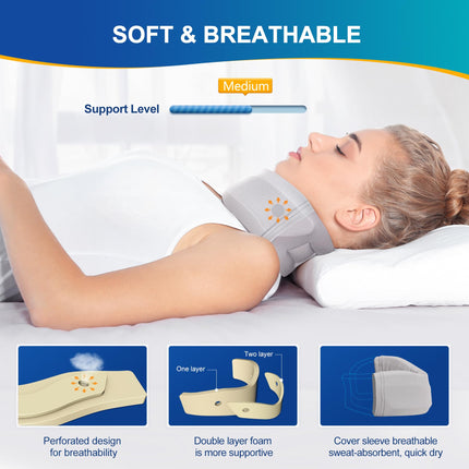 Neck Brace for Neck Pain and Support, Soft Neck Support Relieves Spinal Pain and Pressure for Women and Men, Foam Cervical Collar (M, 8.7 cm Deep Collar)