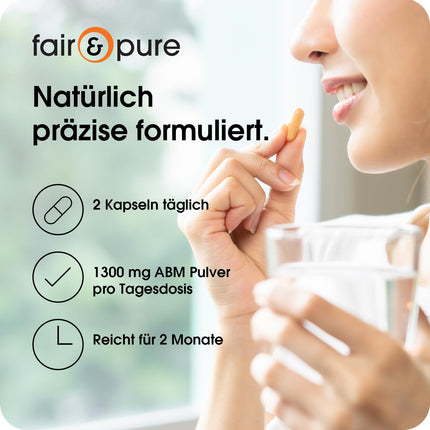 Fair &amp; Pure® - Agaricus Blazei 1300mg - 120 Capsules - ABM - Agaricus Blazei Murill - Medicinal Mushroom - Vegan - Natural - Without Magnesium Stearate