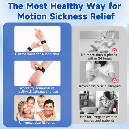 2 Pairs of Motion Sickness Relief Bracelets, Travel Acupressure Bracelets, Nausea, Morning Sickness Relief, Seasickness, Travel, Car Sickness