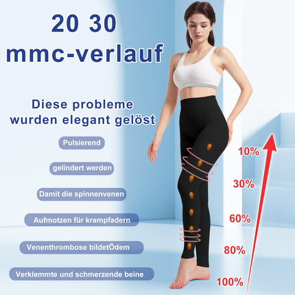 Medical compression stockings for women and men, 20–30 mmHg, progressive support tights, opaque toeless compression tights, class 2, suitable for varicose vein edema, TVT (black, XL)