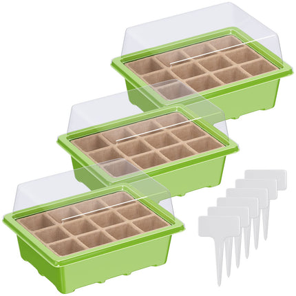 WELLGRO Mini Greenhouse including 6 plant labels - for up to 12 plants - approx. 19x14.5x11cm per indoor greenhouse, plastic/cellulose - quantity selectable, quantity: 3 pieces