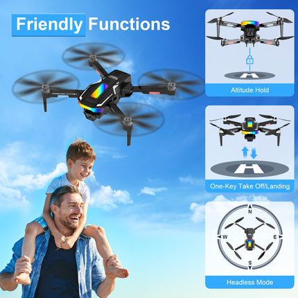 Drone with 4K Camera, GuKKK Mini Drone with 2 HD Cameras, Foldable FPV Drone Live Transmission, Camera Electrically Adjustable with 2 Batteries, RC Drones WiFi FPV Transmission Quadcopter for Beginners