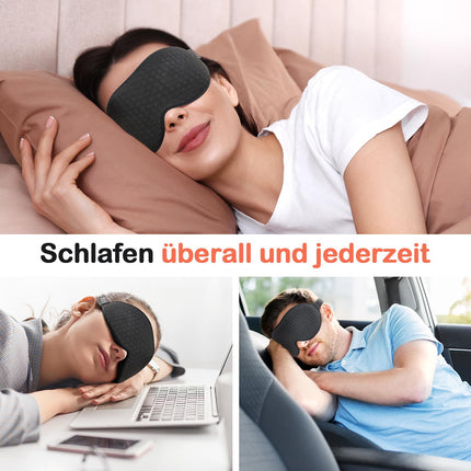 INNELO Sleep Mask for Men and Women, 2024 Comfortable Breathable 3D Eye Mask with Deep Eye Sockets and Raised Nose Pads, 100% Light-Blocking Sleep Mask with Memory Foam for Travel, Black