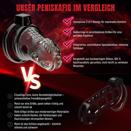 Chastity Cage for Men Made of Resin &amp; Premium Silicone with 6 Penis Rings - Ultralight &amp; Invisible for SM Fetish, Sex Toy Bondage, and Abstinence | Cock Cage (M)