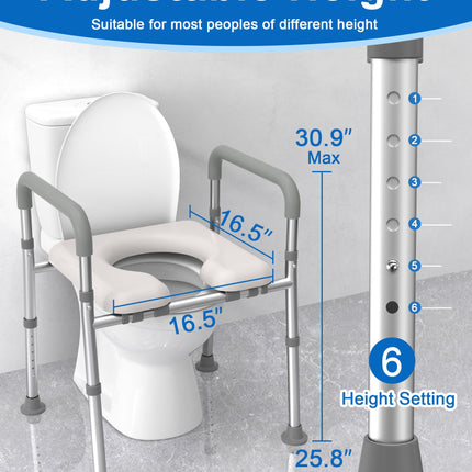 HOMLAND Raised Toilet Seat with Handles, Raised Toilet Seat for Seniors with Adjustable Height and Width, Raised Toilet Seat for Elderly, Pregnant Women, Fits Any Toilet