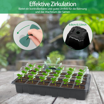 CNNIK 5 Pack Small Growing Greenhouse 120 Cells Grow Box Indoor Greenhouse Growing Set Plant Label and Tool Growing Tray Plants for Outdoor Indoor