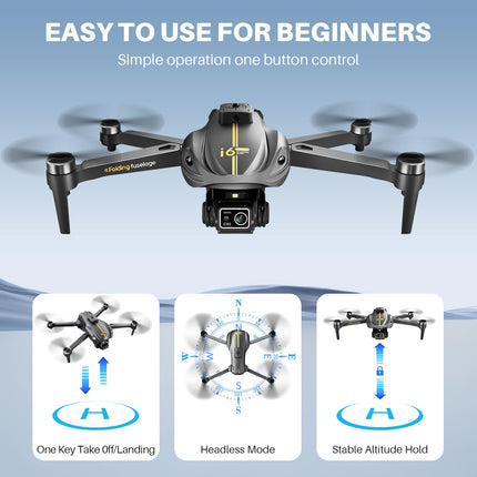 Drone with Camera for Adults, 1080P HD FPV Camera, Drone for Beginners with Altitude Hold, One Key Landing, 4 Way Obstacle Avoidance, Speed ​​Adjustment, Headless Mode, 3D Flips