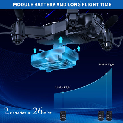 Mini Drone with 720P Camera for Kids, TEEROK RC FPV Quadcopter with WiFi Live Transmission, 2 Batteries, Long Flight Time, Altitude Hold, One Key Takeoff/Landing, Headless Mode, 3D Flips for Beginners