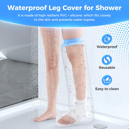 AMSGANK Shower Protector Leg, Waterproof Leg Cast Protector Reusable Waterproof Cast Bandage for Broken Toe Ankle Burn Keep Wounds Dressings Dry - Adult