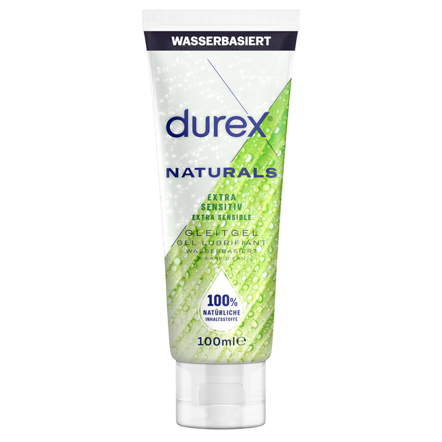 Durex Naturals Extra Sensitive Lubricant – 100% natural lubricant with aloe vera extract – dermatologically tested &amp; pH-friendly – ​​100 ml (1 x 100 ml)