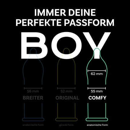 BILLY BOY Sensational Condoms 10-pack | 55-62mm at the top | Condoms with more room (1x10 pieces)