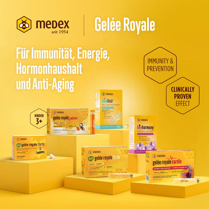 Medex Royal Jelly JUNIOR, fresh royal jelly 250 mg, with natural vitamins A, C, and E, excellent taste, no sweeteners, for children 3+, liquid in ampoules 10 x 9 ml