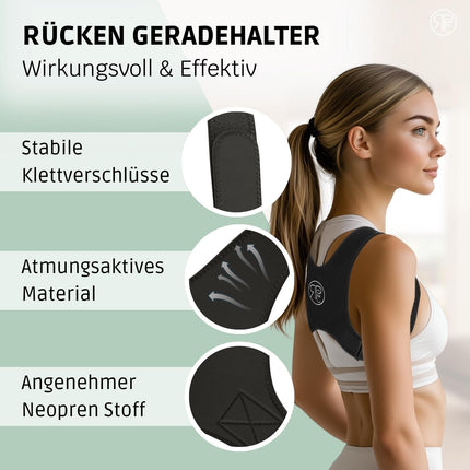 REPCO Back Straightener - High-quality adjustable posture corrector - Back support for an upright posture - Universal size (M - L) - Comfortable to wear - High-quality material