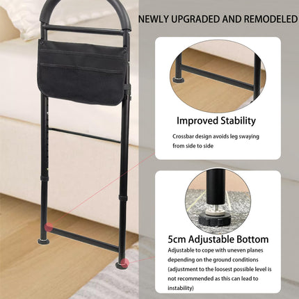 Ceither bed riser, height-adjustable riser, grab bars for seniors, bed rail entry aid, safe and stable, fall-out protection at night