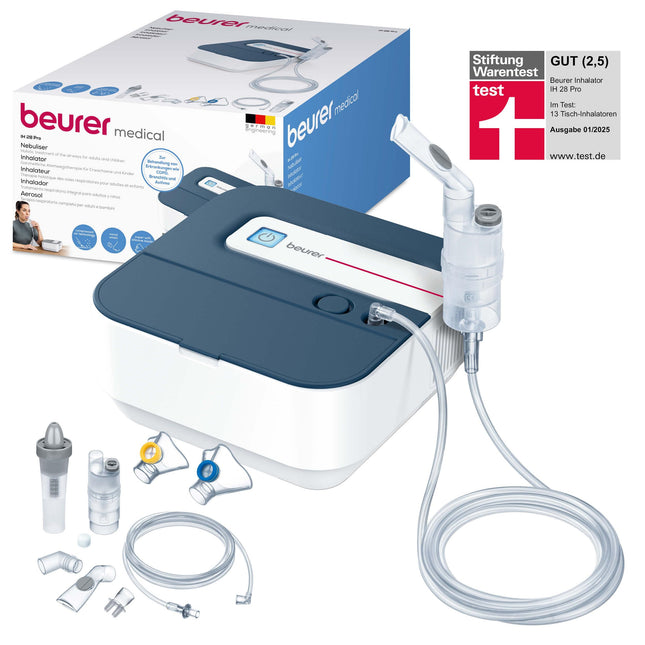 Beurer IH 28 Pro Inhaler, nebulizer set with high-quality silicone masks &amp; nasal douche, high nebulization performance, inhalation device for respiratory therapy, for children &amp; adults