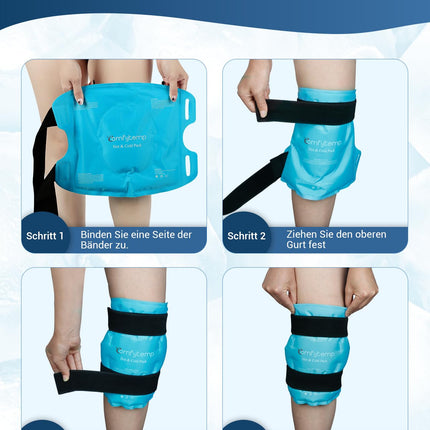Comfytemp Cooling Sleeve Knee with Velcro Fasteners, 27x35cm Cooling Pads Large Gel Cooling Bandage for Knee Pain, Cold Warm Compress Ice Pack for Knee Replacement Surgery/Arthritis/Bruises/Swelling
