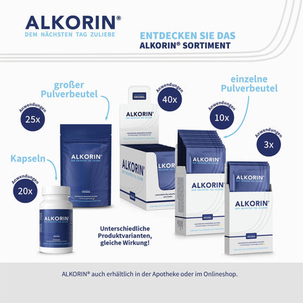 ALKORIN – the proven original | 10 uses | For the sake of the next day | Supports liver function with choline | Base powder | important electrolytes, minerals, and vitamins