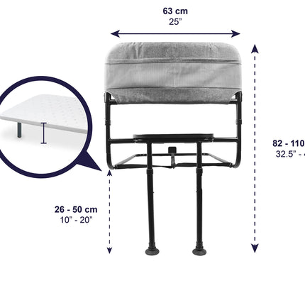KMINA - Bed rail fall protection for seniors 145 kg, adjustable stand-up aid, older adults, grab bar bed railing