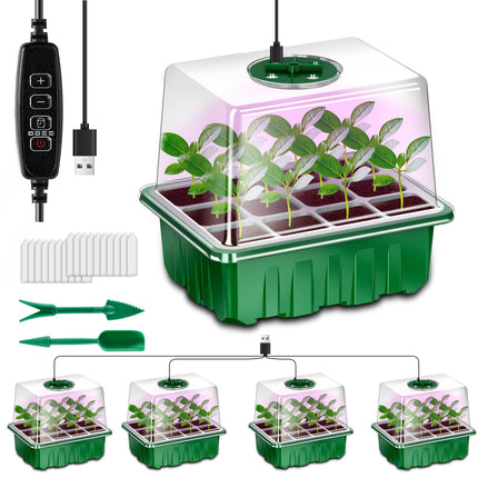 AONYIYI 5 pieces 60 cells cultivation greenhouse small cultivation box indoor greenhouse with light cultivation set with timer cultivation set plants for outdoor indoor