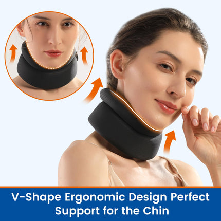 Willcom Neck Support for Neck Pain, Soft Cervical Collar for Sleeping, Vertebra Alignment and Stabilization, Relieves Pressure in the Spine (Black, Large, 35-42CM)
