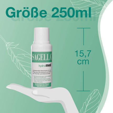 SAGELLA hydramed: Antibacterial wash lotion for the intimate area, intimate care for inflammation and increased risk of infection, 250 ml