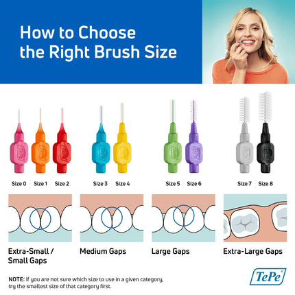 TePe Interdental Brushes, Original, Blue, 0.6 mm/ISO 3, 20 pcs., Plaque removal, efficient cleaning of the spaces between teeth, for medium-sized gaps