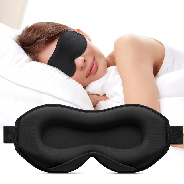 Umisleep Sleep Mask for Side Sleepers, 3D Eye Sockets and Adjustable Elastic Strap, Light-Blocking and Breathable, Eye Mask for Men and Women, Suitable for Travel Yoga, Black